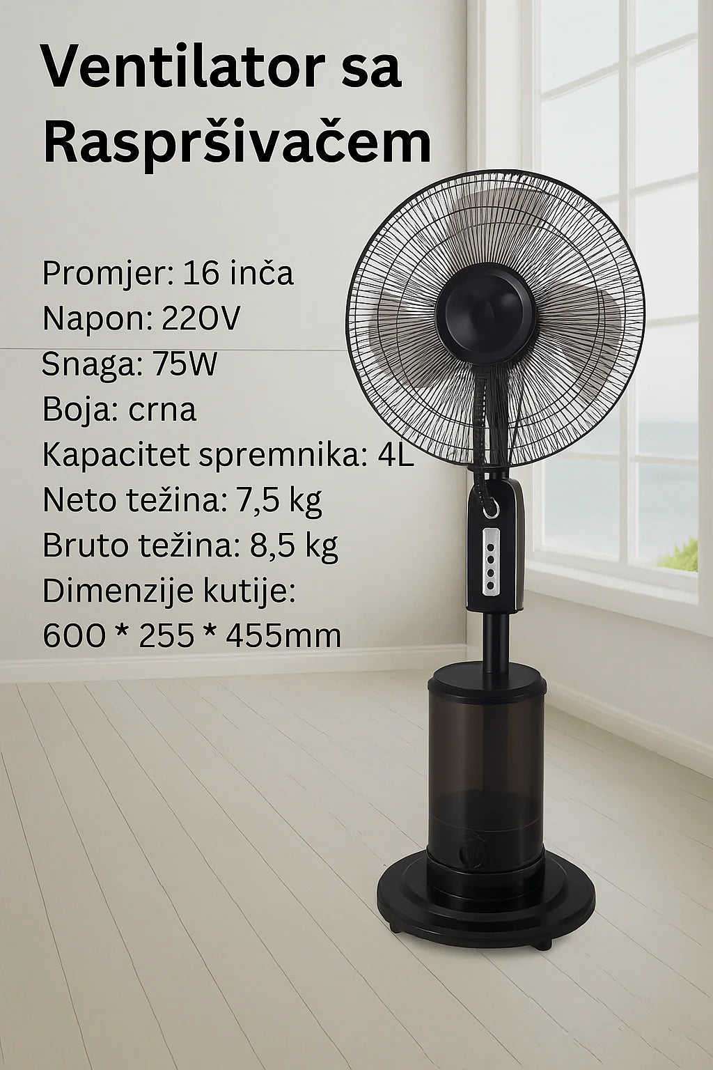 Ventilator sa Raspršivačem Vodene Magle