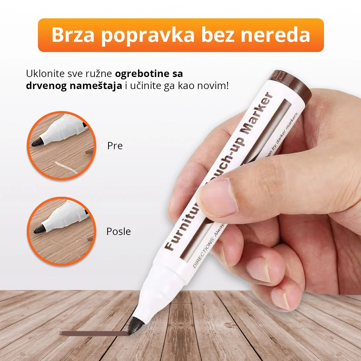 Set Markera i Voštanih Boja za Popravku Ogrebotina na Namještaju