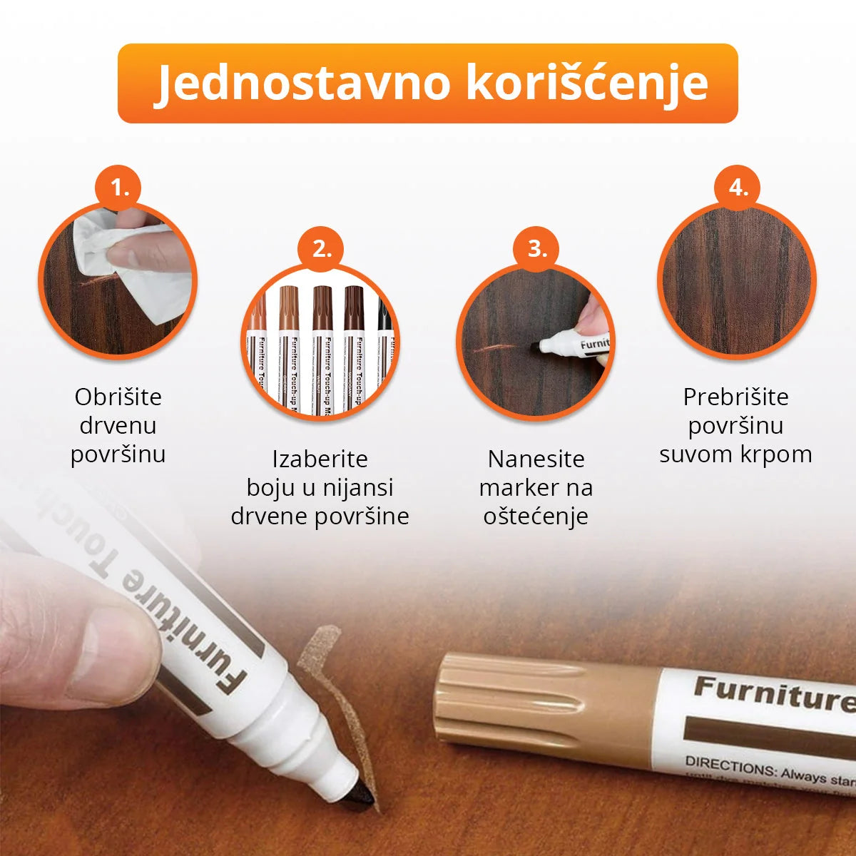 Set Markera i Voštanih Boja za Popravku Ogrebotina na Namještaju