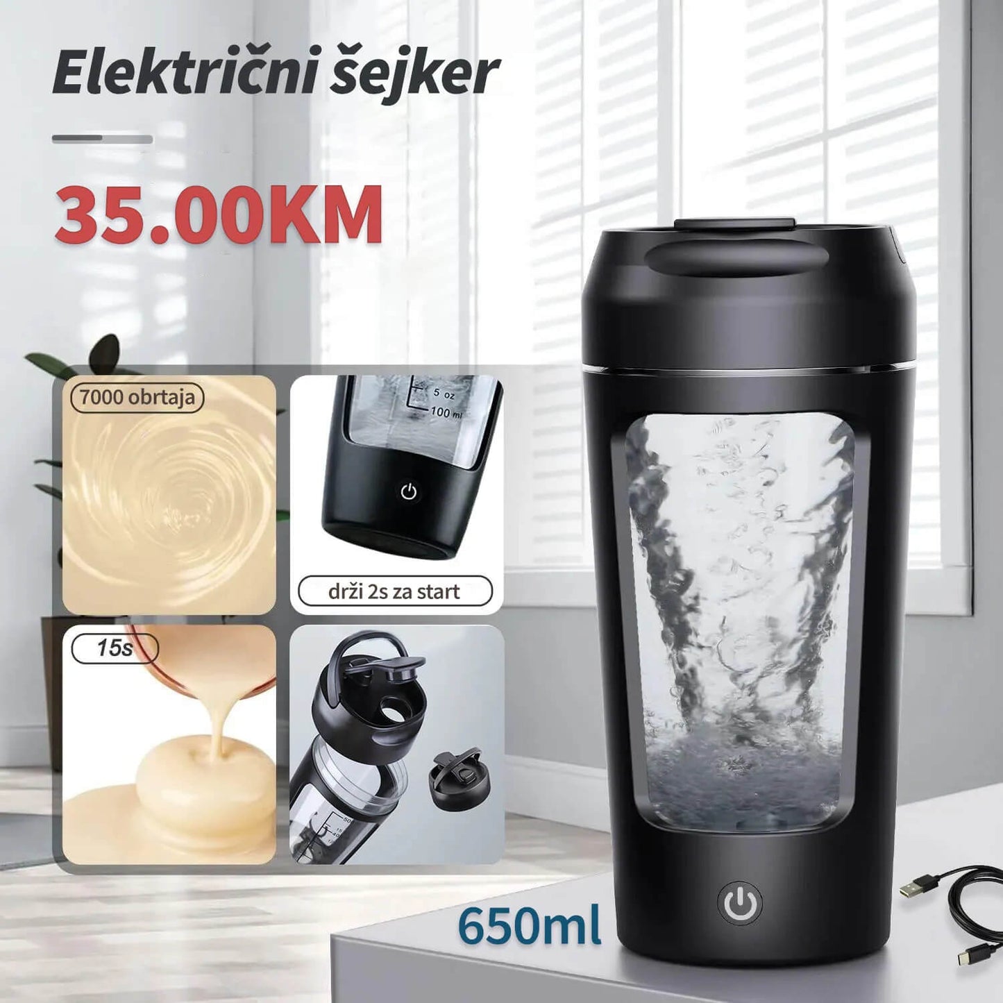 Prenosivi Električni Šejker 650ml