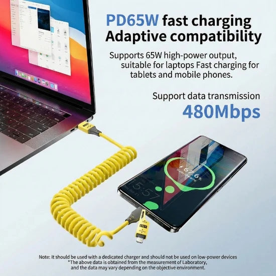 4 u 1 Uvlačivi Kabl za Brzo Punjenje – 65W, USB-C + Lightning